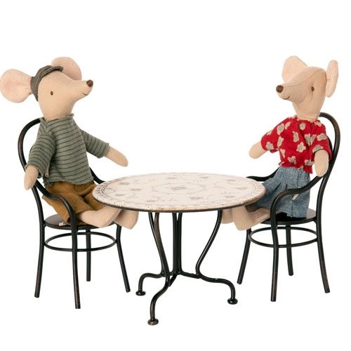 Maileg Poppenhuis Stoel Vintage - Antraciet - 13 Cm - Afbeelding 2