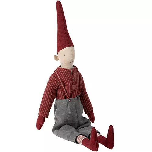 Maileg Decoratie Pixie Medium - Jongen - Rood Shirt - 51 Cm