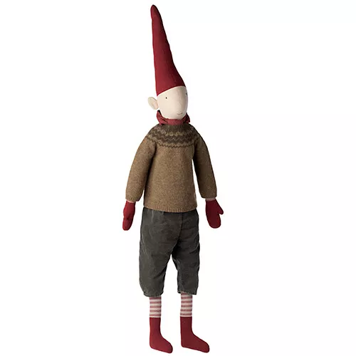 Maileg Decoratie Pixie Mega - Jongen - Bruine Trui - 105 Cm