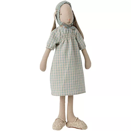 Maileg Knuffelkonijn Geruite Jurk - Blauw - Maat 3 - 42 Cm