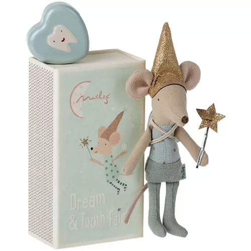 Maileg Knuffelmuis Grote Broer - Tandenfee Met Tandendoosje - Blauw - 12 Cm