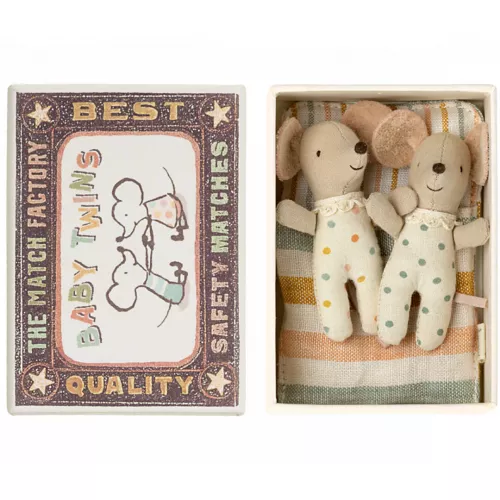 Maileg Knuffelmuisjes In Luciferdoosje - Babytweeling Stipjes - 8 Cm