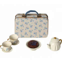 Maileg Poppenhuis Theeservies Met Taart - Blue Madelaine - 7 Cm