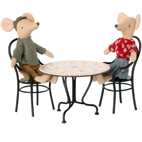 Maileg Poppenhuis Theetafel Met Stoelen Vintage - 7,5 Cm - Afbeelding 2