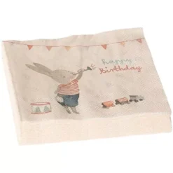 Maileg Servetten Happy Birthday Bunny Vierkant - 16st