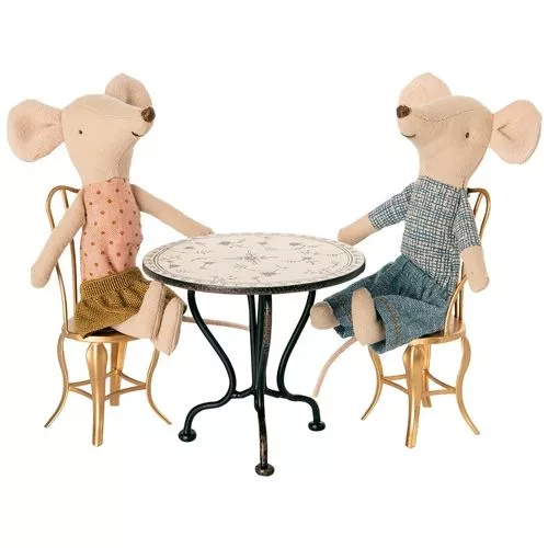 Maileg Poppenhuis Theetafel Grijs - 7,5 Cm - Afbeelding 2